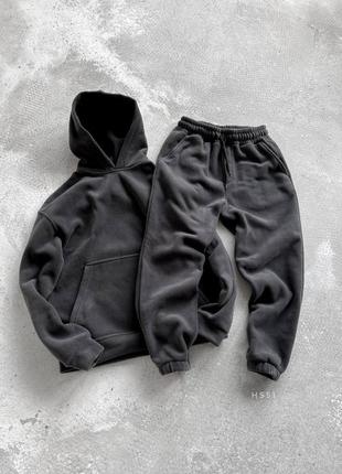 Спортивний костюм утеплений оверсайз сірий