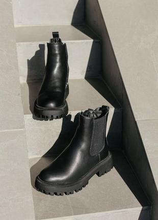 Зимові шкіряні черевики натуральна шкіра з натуральним хутром зима чобітки челсі кожаные ботинки натуральная кожа с мехом зимние7 фото