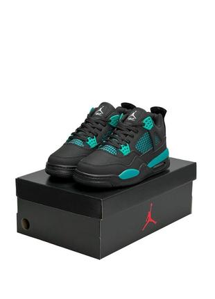 Зимние женские кроссовки nike air jordan 4 retro black mint fur#найк