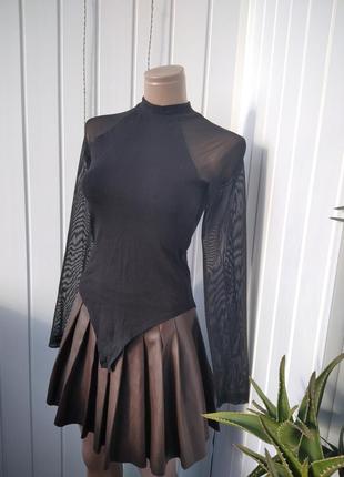 Боди с рукавами сетка