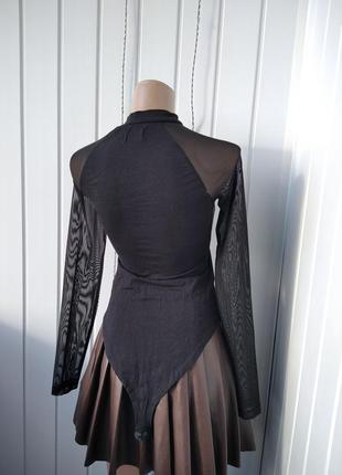 Боди с рукавами сетка