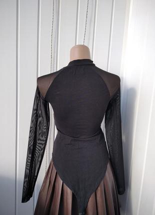 Боди с рукавами сетка