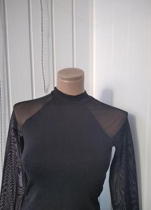 Боди с рукавами сетка