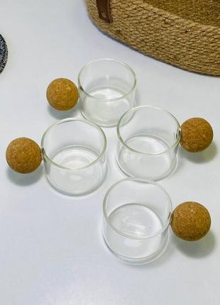 Набір скляних оригінальних чашок 4 шт "куля"5 фото