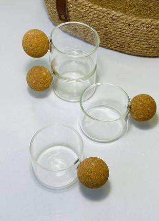 Набір скляних оригінальних чашок 4 шт "куля"3 фото