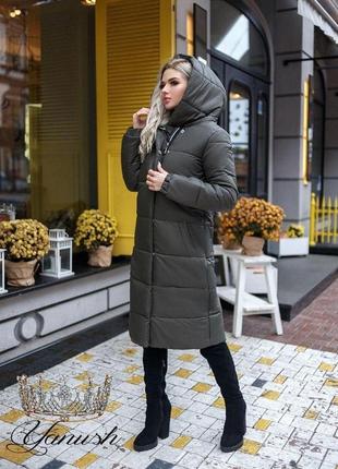 Жіноче утеплене стьобане пальто з капюшоном на кнопках і на блискавці розміри 42-463 фото