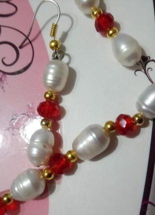 Гарнитур, комплект украшений: ожерелье, браслет, серьги из натурального жемчуга6 фото
