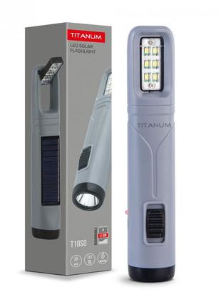 Портативний світлодіодний ліхтарик на сонячній батареї videx titanum tlf-t10so сірий
