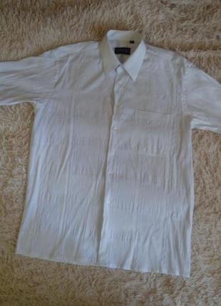 Белая мужская рубашка (жатка)  с коротким рукавом