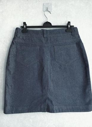 Темно-синяя джинсовая мини-юбка из плотного джинса, эксклюзивный пошив в ателье под fendi5 фото