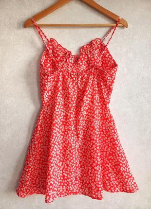 Червона міні сукня в квітковий принт на бретелях від бренду shein5 фото