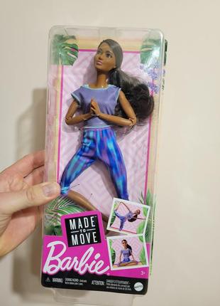 Лялька barbie made to move doll барбі йога з серії безмежний рух брюнетка (gxf06)