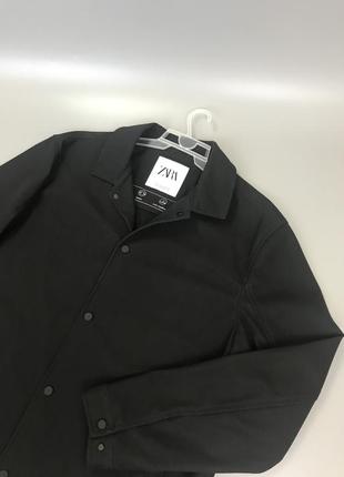 Трендовий чорний овершот zara, однотонний, базовий, зара, оригінал, вітрівка, куртка, дощовик, верхня тепла сорочка, коуч, на підкладці, демісезонна2 фото