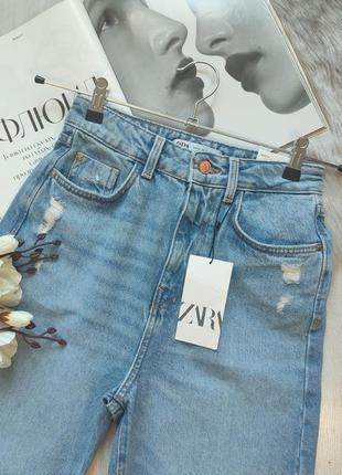 🔥🔥🔥 zara -60% black friday джинсы синие мом, 34р7 фото