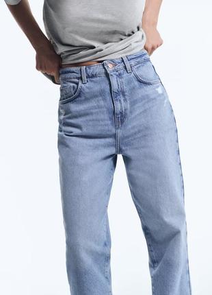 🔥🔥🔥 zara -60% black friday джинсы синие мом, 34р3 фото