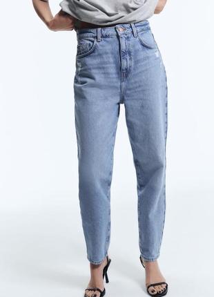 🔥🔥🔥 zara -60% black friday джинсы синие мом, 34р9 фото