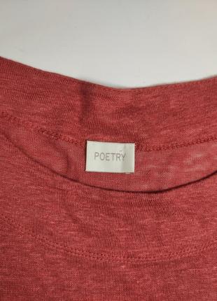 Кофточка женская красного цвета низ рюшами лен от бренда peotry m l3 фото