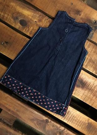 Детское хлопковое джинсовое платье (сарафан) с вышивкой next (некст 2-3 года 92-98см идеал оригинал)2 фото