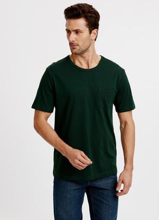 Зелена чоловіча футболка lc waikiki / лз вайкікі з кишенею на грудях