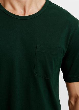 Зеленая мужская футболка lc waikiki / лс вайкики с карманом на груди3 фото