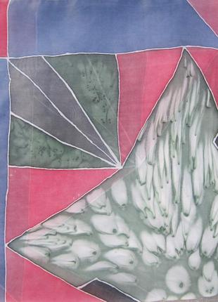 Платок натуральный шелк, ручная роспись, большая, легкая