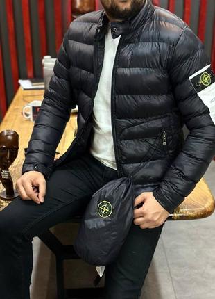 Люксовая мужская куртка в стиле стон айленд с патчем stone island демисезонный пуховик до -10 премиум