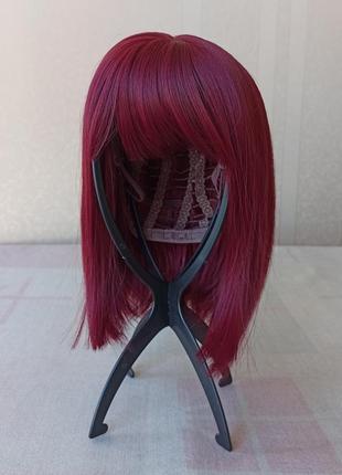 Коротка перука каре, червона, коротка, з чубчиком, парик