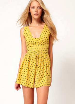 Платье мини жолтое с сердечками2 фото