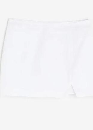 Юбка юбка белая с разрезом zara h&amp;m лён вискоза6 фото