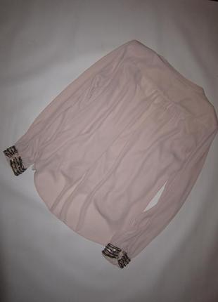 Бежевая свободная блуза отделка бусины пайетки2 фото