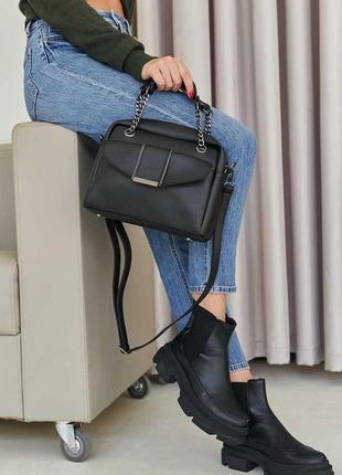 Женская сумка кросс-боди из экокожи,модная женская кроссбоди-сумка цепочкой  хлоя шоколадная6 фото