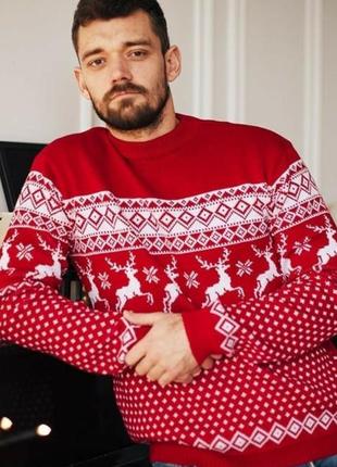 Новогодний мужской свитер с оленями стильный свитер5 фото