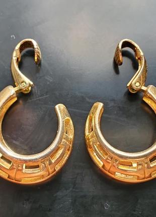 Trifari crown золотистые серьги-клипсы, Америка, 60ти6 фото