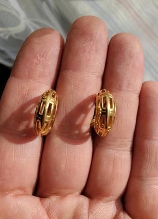 Trifari crown золотистые серьги-клипсы, Америка, 60ти2 фото