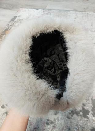 Шикарная зимняя серая шапка с натуральным мехом6 фото