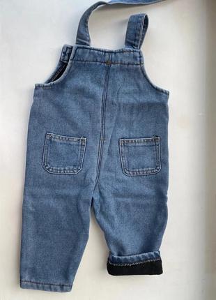 Детский джинсовый комбинезон на флисе5 фото