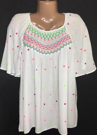 Блуза з різнобарвною вишивкою1 фото