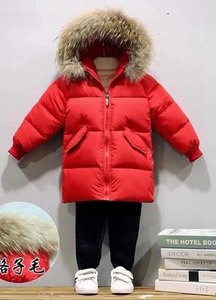 Детская куртка пуховик красная