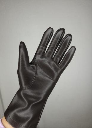 Перчатки рукавички шкіряні коричневого кольору коричневі5 фото