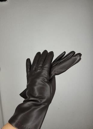 Перчатки рукавички шкіряні коричневого кольору коричневі6 фото