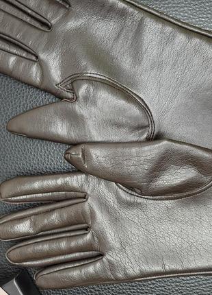 Перчатки рукавички шкіряні коричневого кольору коричневі3 фото