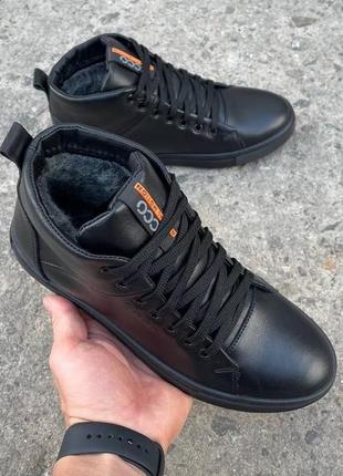 Зимние ботинки, высокие кеды с логотипом ecco, чоловічі зимові черевики, високі кеди