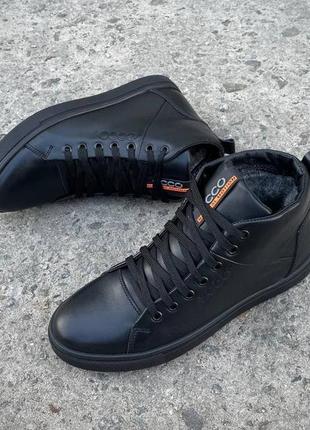 Зимние ботинки, высокие кеды с логотипом ecco, чоловічі зимові черевики, високі кеди