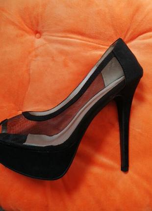 Туфли черные сетка 39р