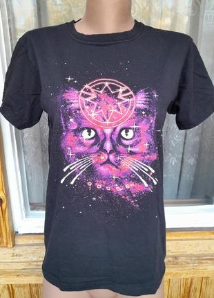 Крутяцька бавовняна футболка з котом1 фото