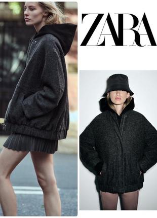 Оверсайз бомбер из шерсти zara, новая коллекция 2023, размер xs и s