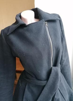 Черное классическое пальто с поясом max mara италия оригинал (к003)5 фото