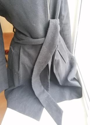Черное классическое пальто с поясом max mara италия оригинал (к003)6 фото