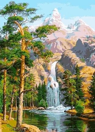 Алмазна мозаїка на підрамнику величні гори і водоспад 40х50 tn957