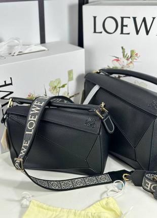 Сумка женская кожаная черная брендовая в стиле loewe